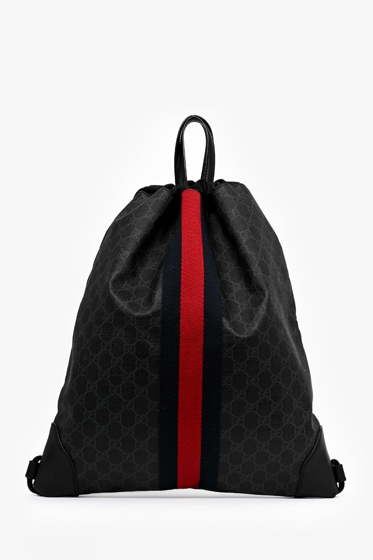 Gucci Black Canvas GG Supreme Drawstring Backpack