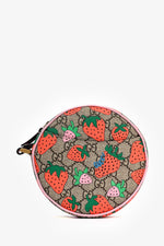 Gucci GG Strawberry Supreme Round Wristlet