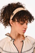 Louis Vuitton Beige/Black Raffia/Leather Headband