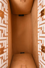 Fendi Brown/ White Leather/Canvas FF Zucca Sunshine Shopping Tote With Strap