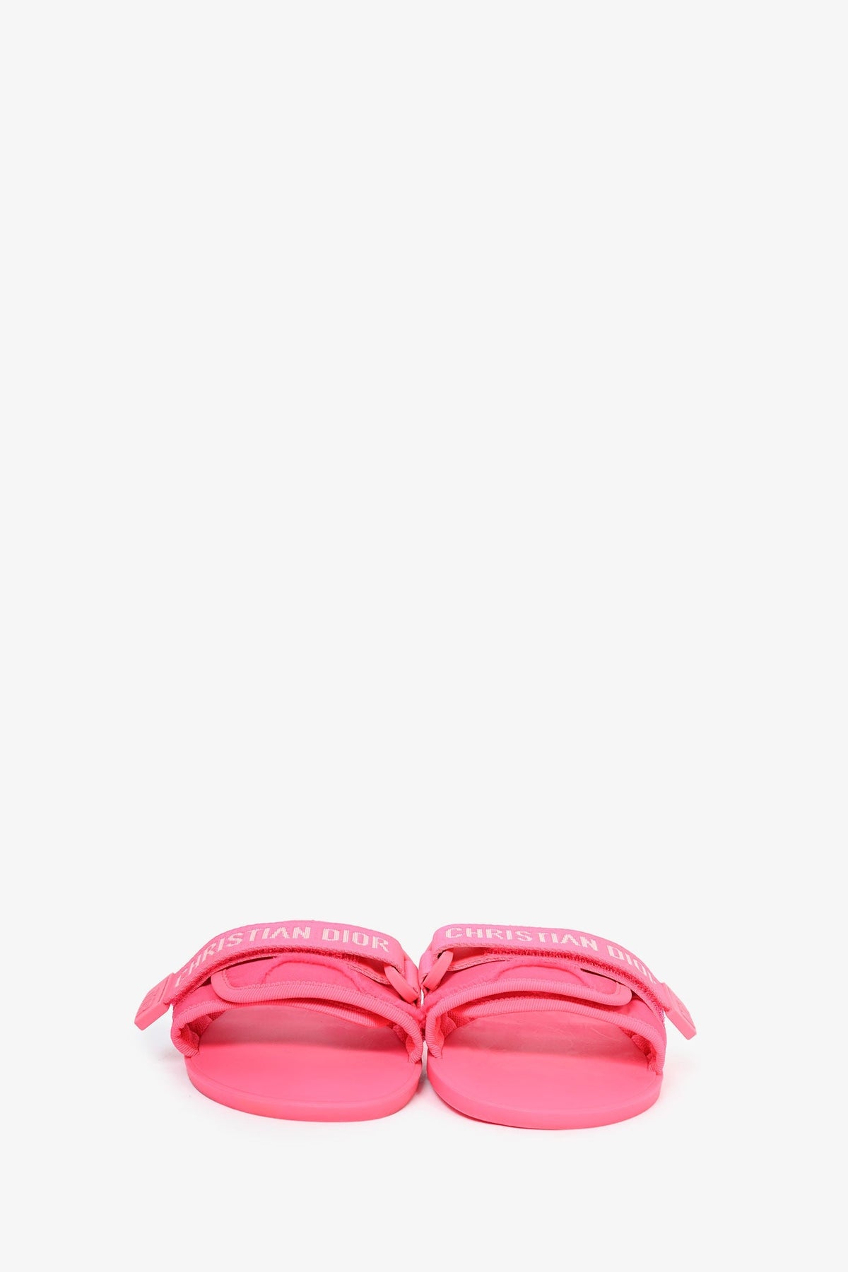 Christian Dior Neon Pink Rubber Slides Size 39
