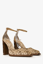 Fendi Beige FF Jacquard Decollete Ciniglia Heels Size 38.5