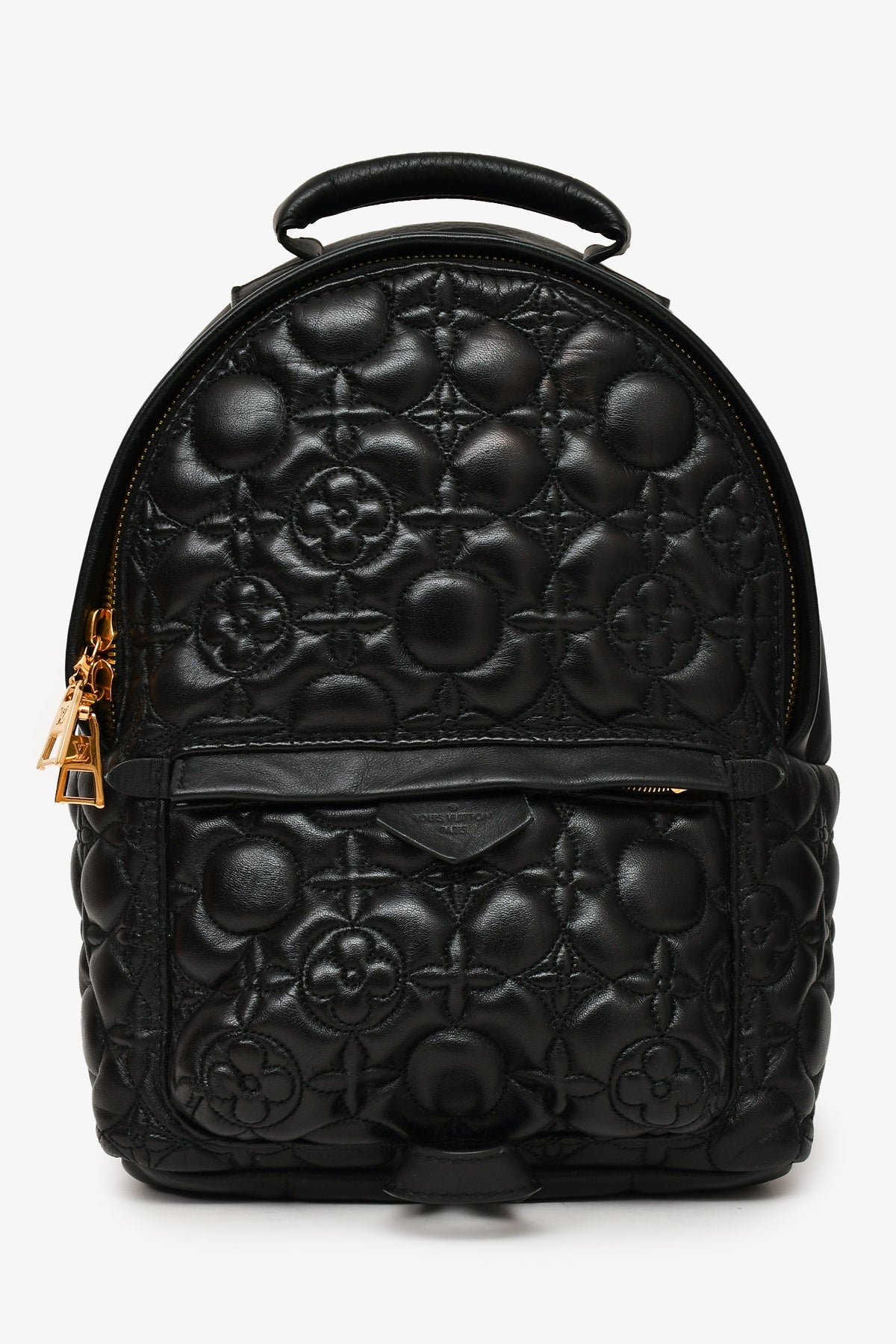 Louis Vuitton 2017 Black Leather 'Flower' Palm Springs PM Backpack