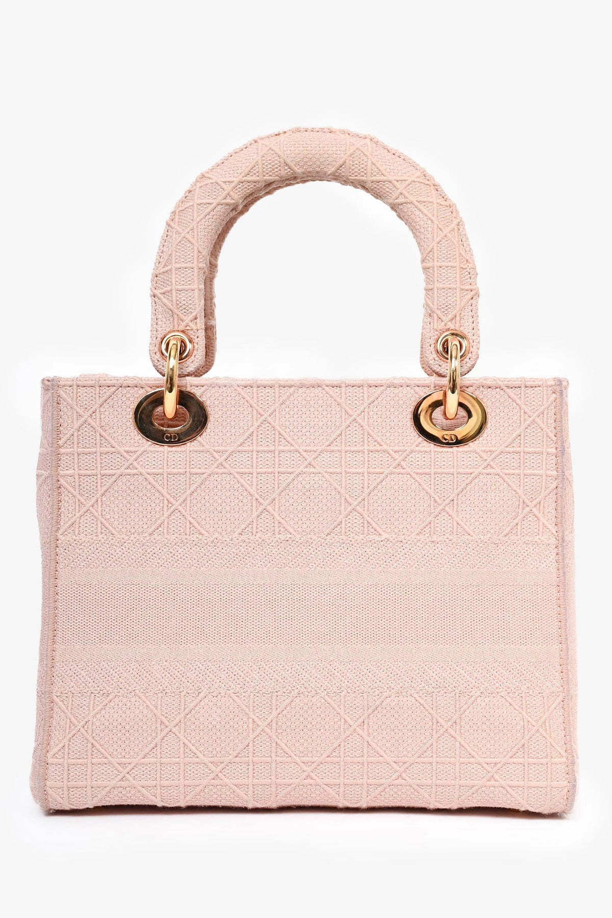 Christian Dior 2020 Pink Fabric Cannage Medium D-Lite Top Handle with Strap