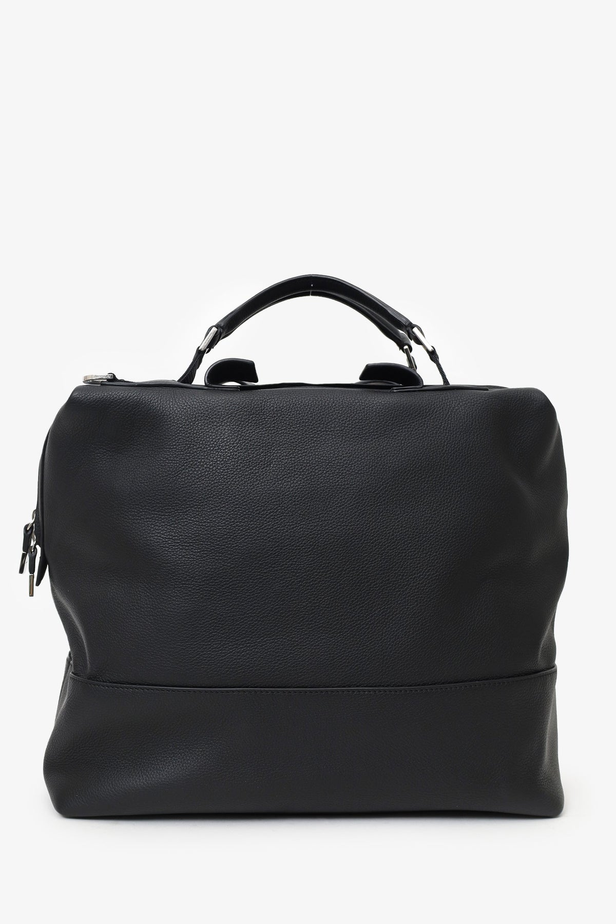 Christian Dior Black Grained Leather Duffle Bag With Strap