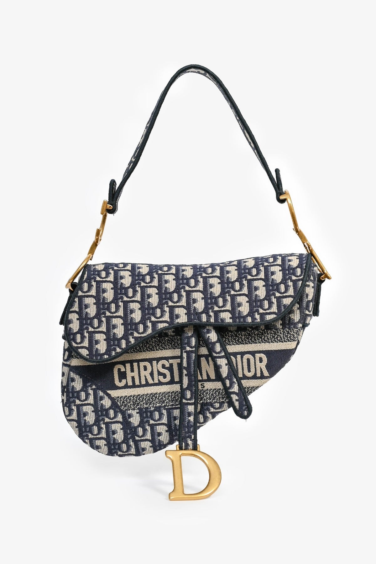 Christian Dior 2021 Navy Oblique Saddle Bag