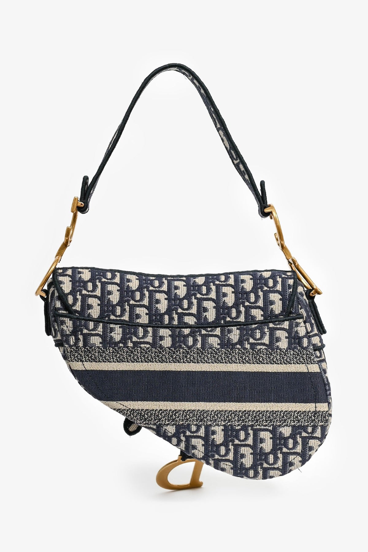 Christian Dior 2021 Navy Oblique Saddle Bag