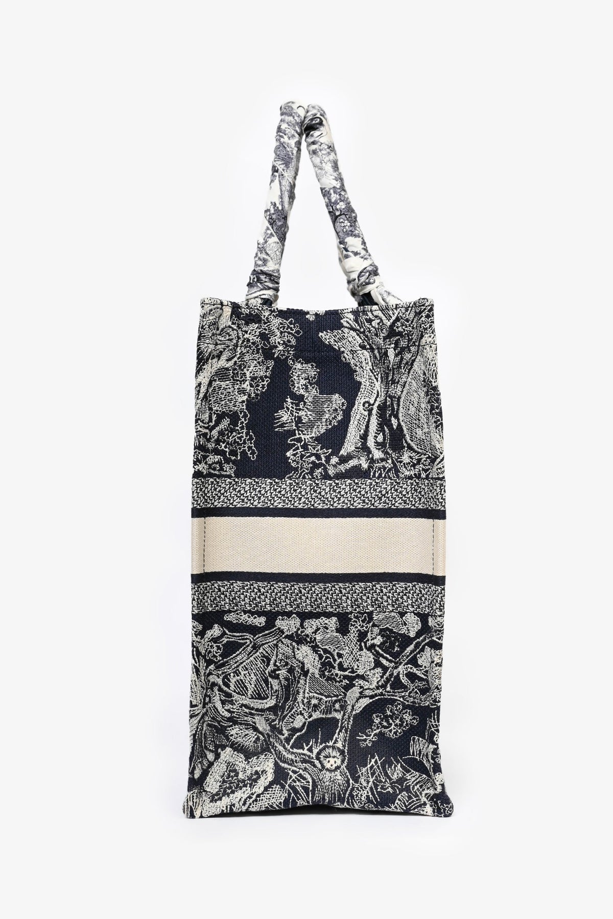 Christian Dior 2021 Navy Toile de Jouy Canvas Large Book Tote with Twillys