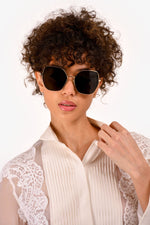Fendi Gold Tone Hexagon Shade Sunglasses