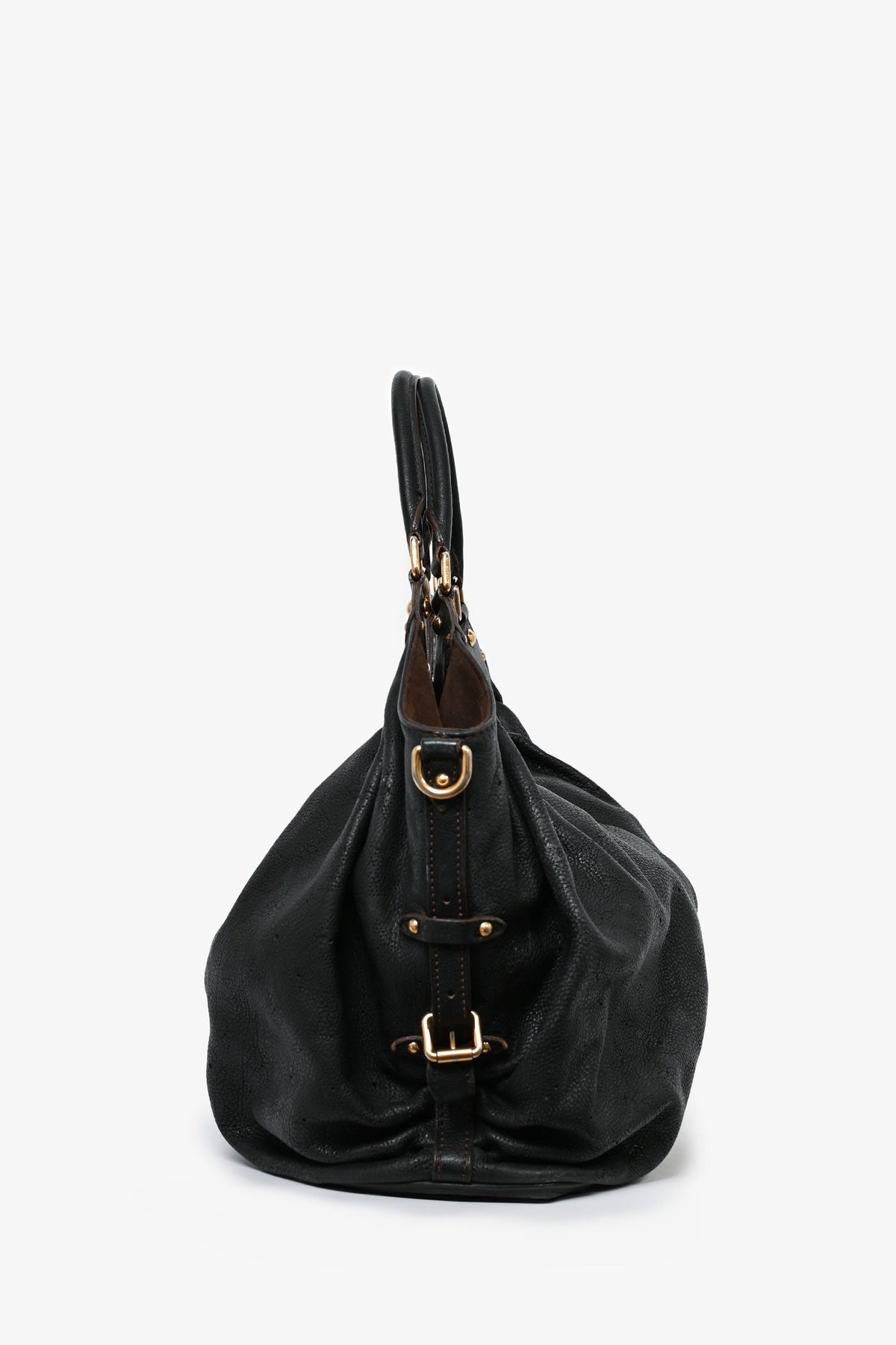 Louis Vuitton Black Leather 'Mahina' Hobo Bag