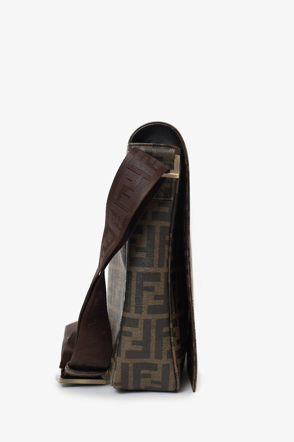 Fendi Zucca Print Canvas Crossbody Messenger Bag (As Is)
