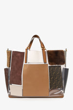 Fendi Brown Vinyl/Leather/Fur Forever Patch Pocket Tote