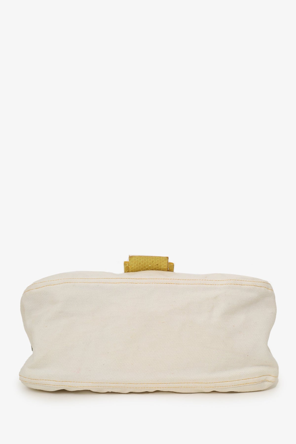 Fendi White Denim/Yellow Python Top Stitched Mamma Baguette Bag