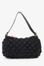 Fendi Black Crochet Knit Baguette Shoulder Bag