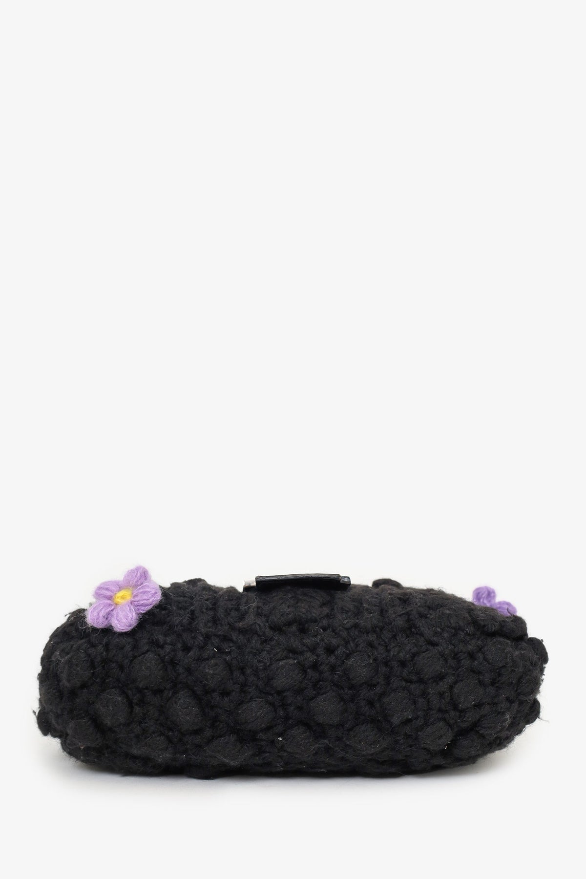 Fendi Black Crochet Knit Baguette Shoulder Bag
