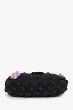 Fendi Black Crochet Knit Baguette Shoulder Bag