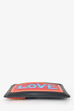 Fendi Black/Orange/Blue Leather 'LOVE' Zip Pouch
