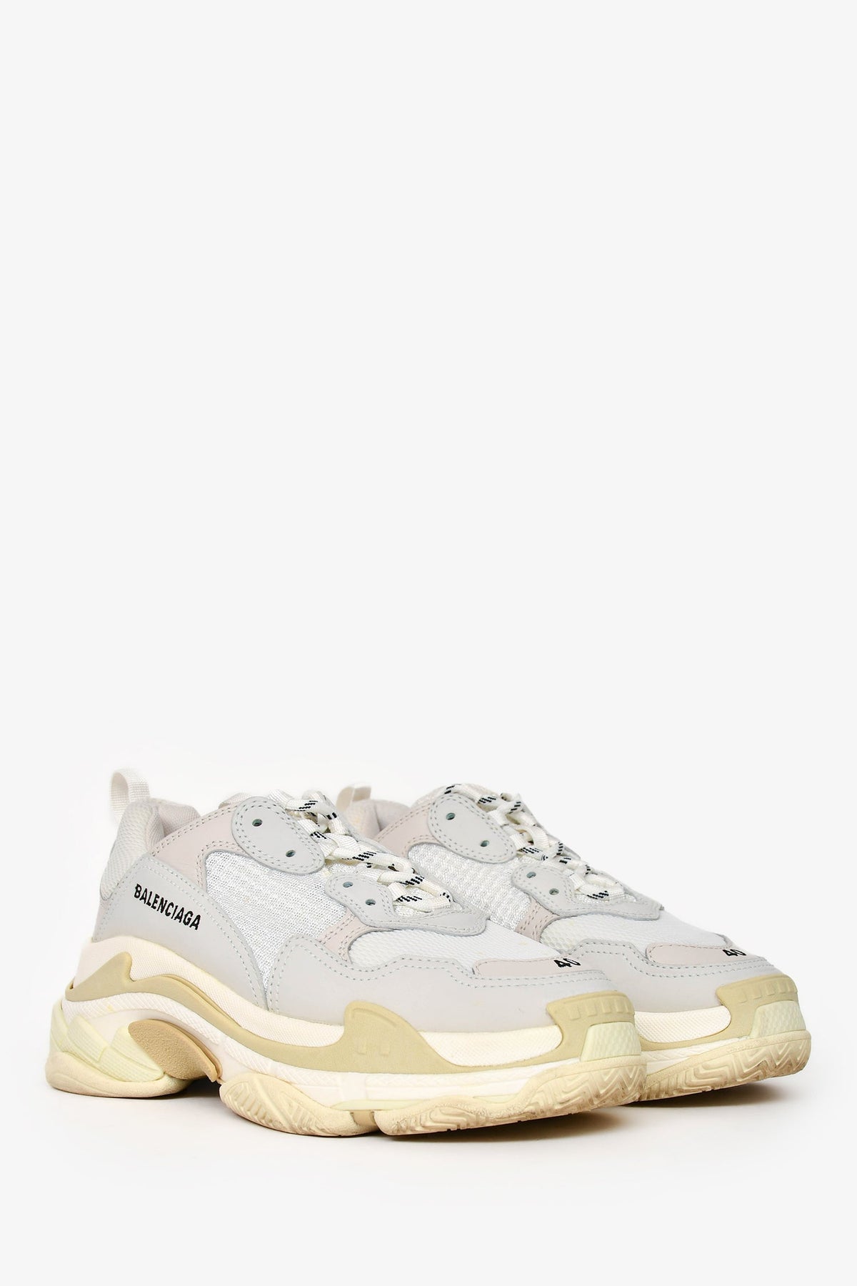 Balenciaga White Leather Triple S Sneakers SIze 40