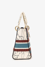 Christian Dior 2021 Blue/Red Embroidered Medium Lady D-Lite Bag with Strap