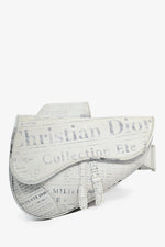 Christian Dior x Daniel Arsham 2020 White/Grey Newspaper Printed Saddle Bag (As Is)