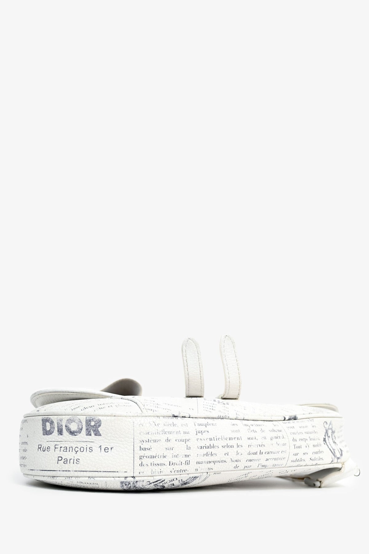 Christian Dior x Daniel Arsham 2020 White/Grey Newspaper Printed Saddle Bag (As Is)