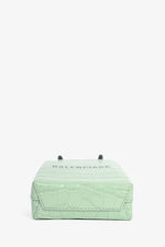 Balenciaga Green Leather Croc Embossed Logo Crossbody Mini Tote