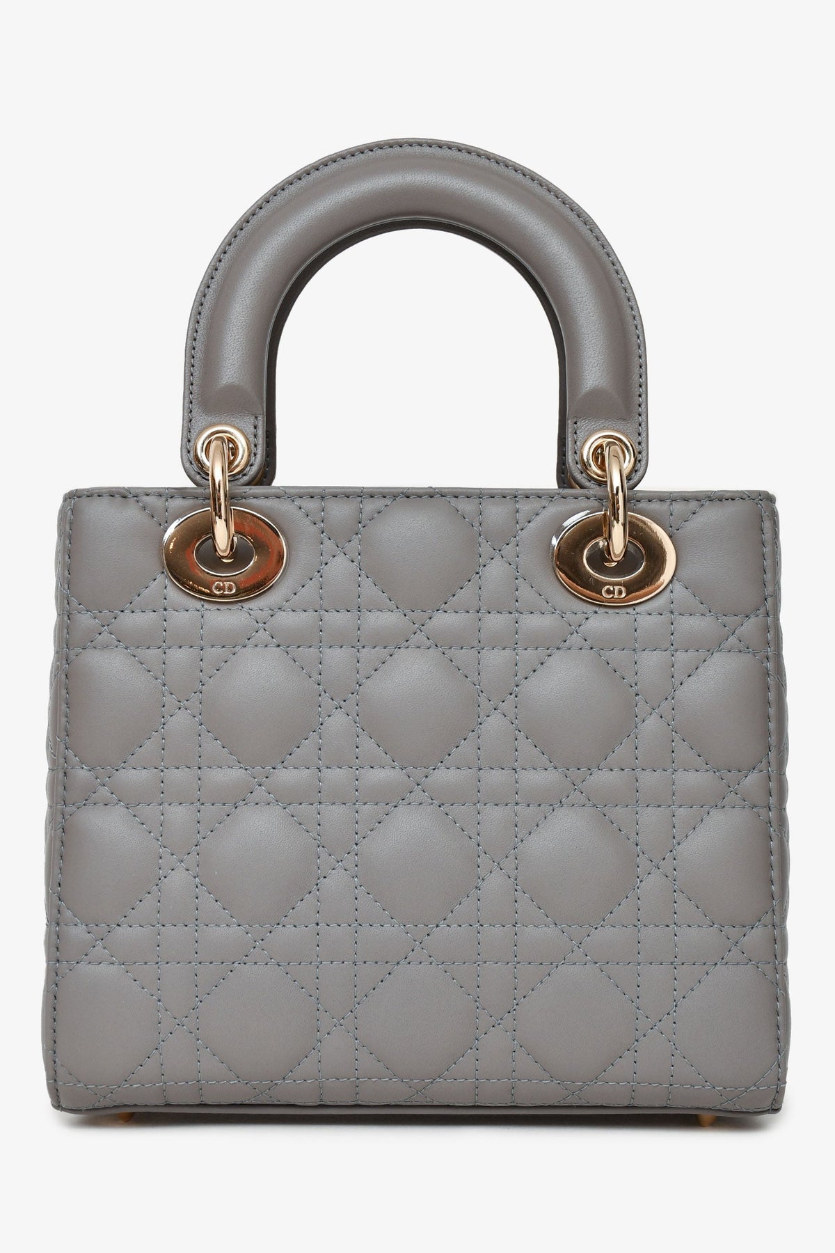 Christian Dior 2023 Grey Leather Cannage Small Lady Dior with Strap