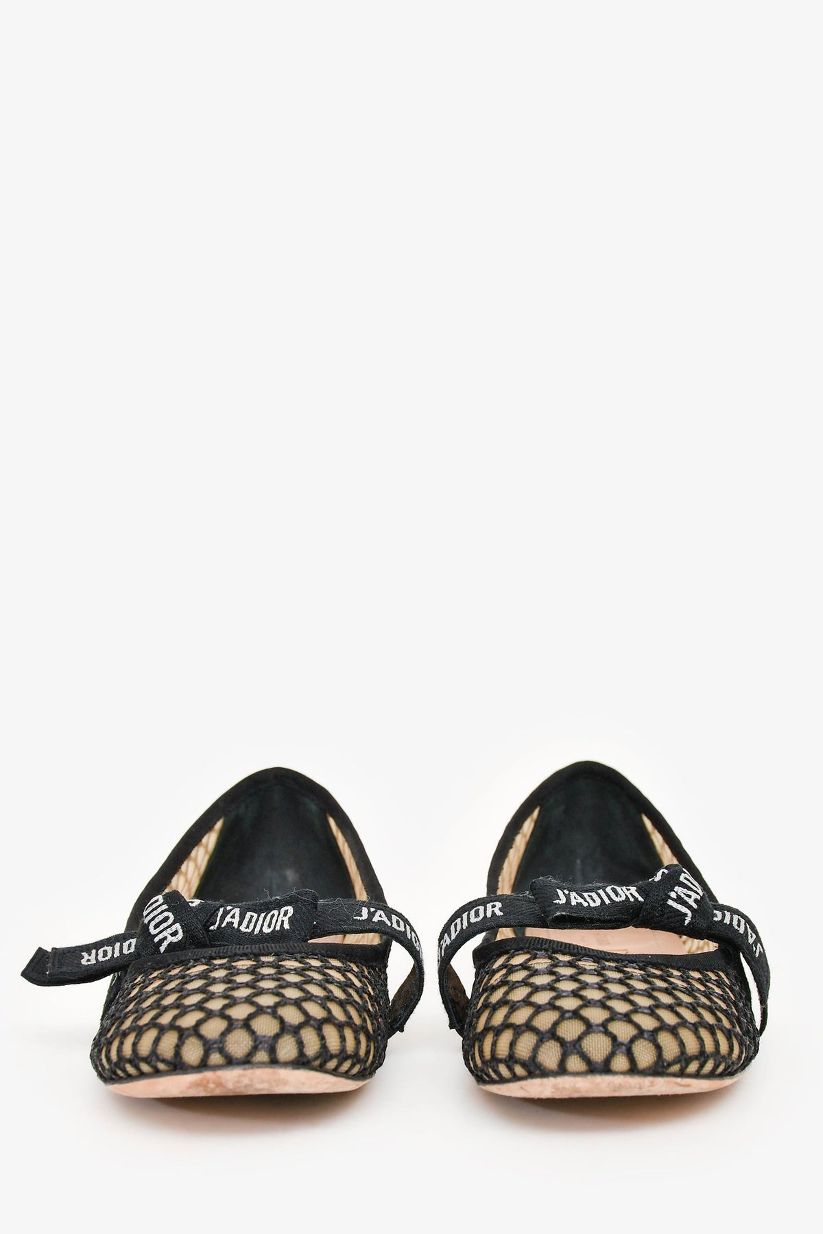 Christian Dior Black Mesh J'Adior Ballet Flats Size 37.5