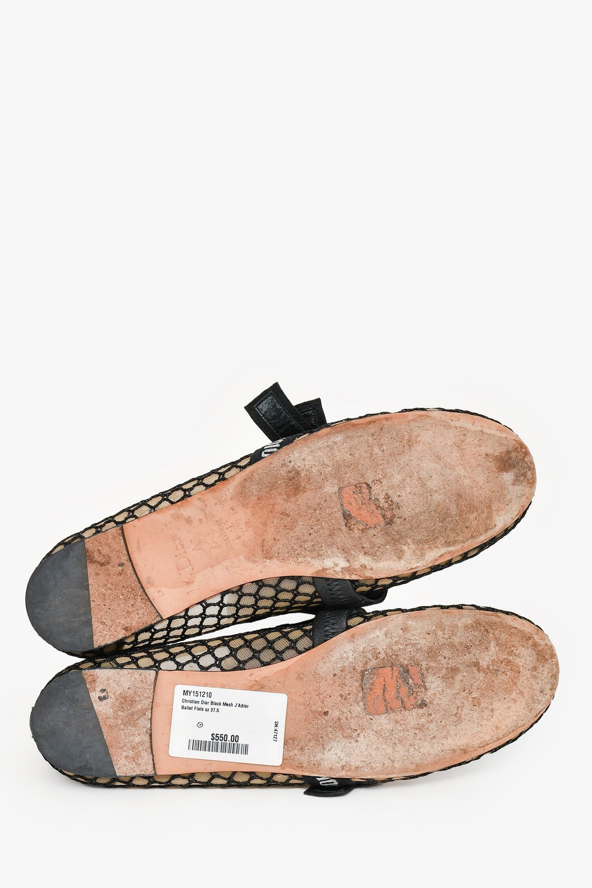 Christian Dior Black Mesh J'Adior Ballet Flats Size 37.5