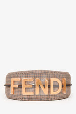 Fendi Brown Leather/Fabric Houndstooth Fendigraphy Small Shoulder Bag