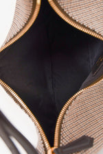 Fendi Brown Leather/Fabric Houndstooth Fendigraphy Small Shoulder Bag