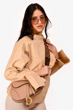 Christian Dior 2019 Warm Taupe Grained Leather Saddle Bag