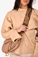 Christian Dior Brown Oblique Velvet Wide Guitar Strap