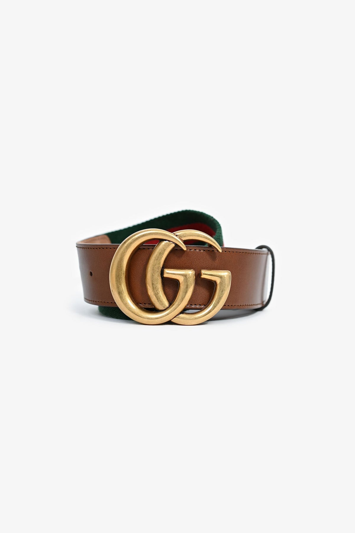 Gucci Red/Green Canvas/Leather Web Trim GG Belt Size 65/26