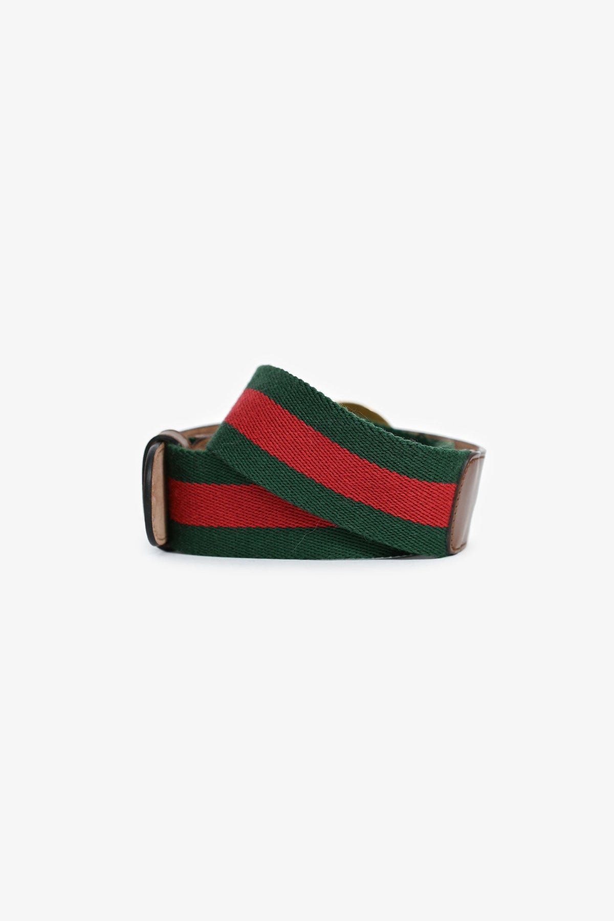 Gucci Red/Green Canvas/Leather Web Trim GG Belt Size 65/26