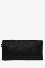 Christian Dior 2008 Black Satin Crystal Cannage Clutch On Chain