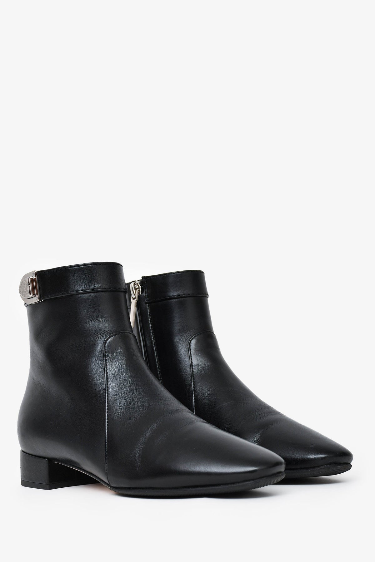 Christian Dior Black Leather Blason Low Boots Size 34