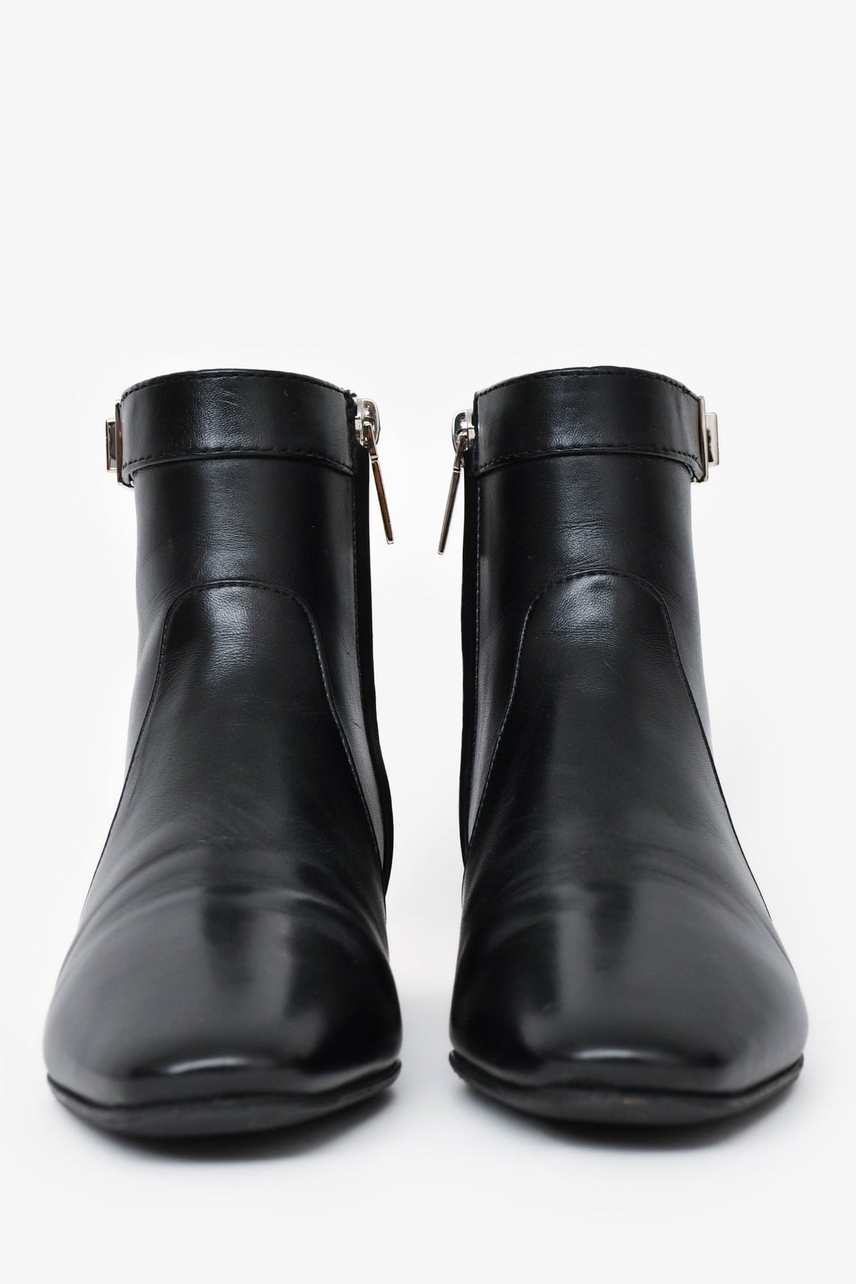 Christian Dior Black Leather Blason Low Boots Size 34