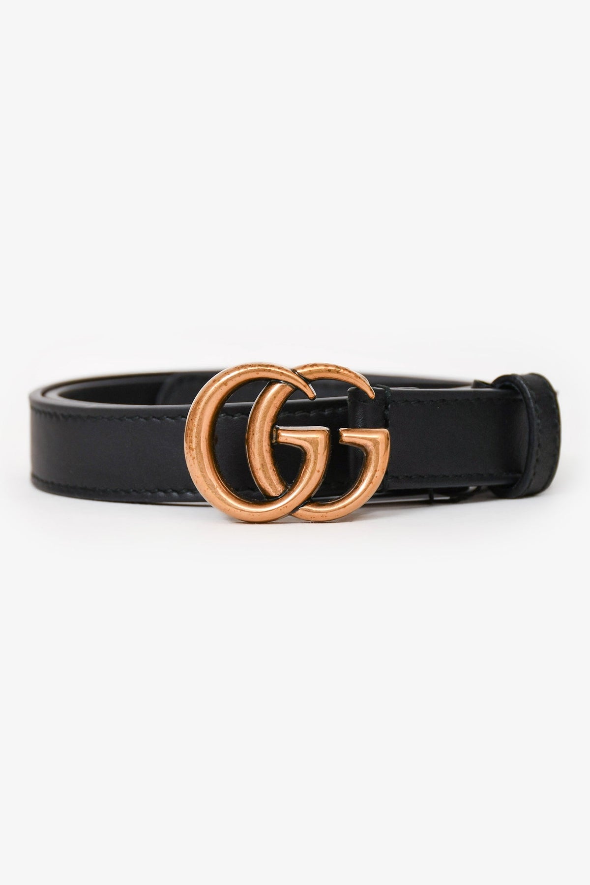 Gucci Black Leather GG Marmont Thin Belt Size 70/26