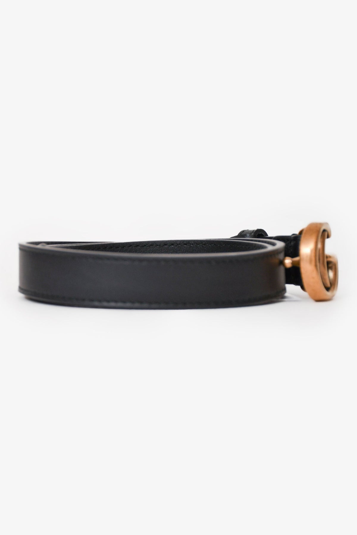 Gucci Black Leather GG Marmont Thin Belt Size 70/26