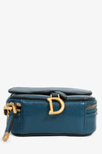Christian Dior Teal Leather Micro Saddle Belt Bag