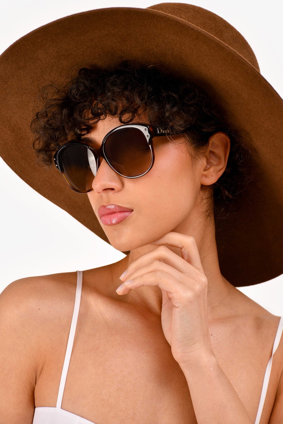 Christian Dior Dark Brown Tortoiseshell Round Sunglasses