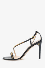 Gucci Black Leather 95mm Sylvie Chain Sandals Size 39.5