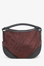 Burberry Burgundy Tonal Check Nylon Medium Maskell Hobo
