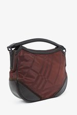 Burberry Burgundy Tonal Check Nylon Medium Maskell Hobo