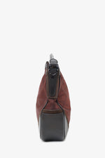 Burberry Burgundy Tonal Check Nylon Medium Maskell Hobo