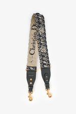 Christian Dior Navy Blue Mini Saddle Bag with Canvas Strap