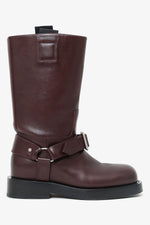 Burberry Burgundy Leather Saddle Boot Size 37