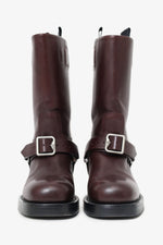 Burberry Burgundy Leather Saddle Boot Size 37