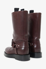 Burberry Burgundy Leather Saddle Boot Size 37